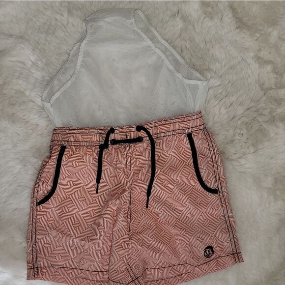 Jr. Swim Lined Shorts Trunks with Abstract Print & Navy Accents Size 5/6 - Picture 8 of 10